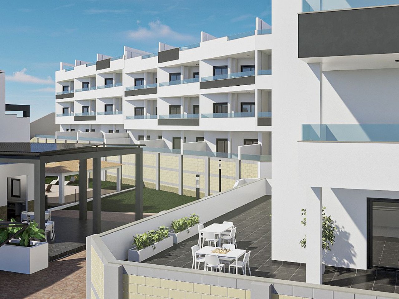 Private Neubau-Wohnanlage mit Maisonetten und vielen Gemeinschaftseinrichtungen