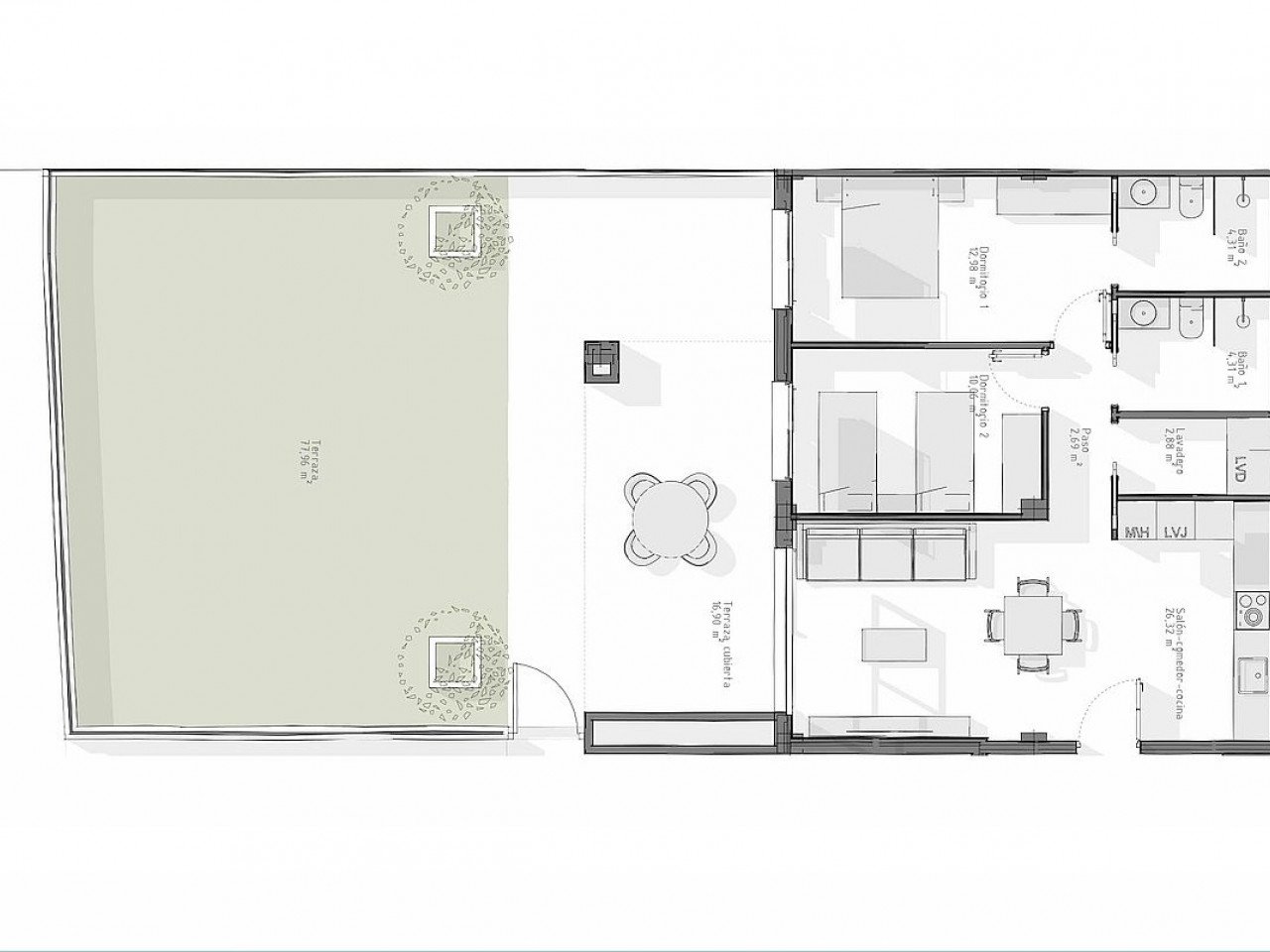 Beeindruckende neue Wohnanlage in der begehrten Gegend mit Meerblick nur 2 km vom Strand entfernt.