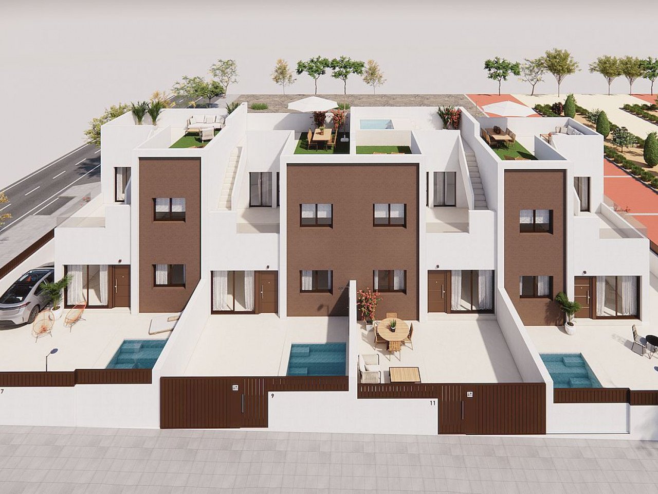 Kleine Neubau-Residenz: Nur 4 Stadthäuser in ruhiger Lage nahe Stadtmitte und Meer