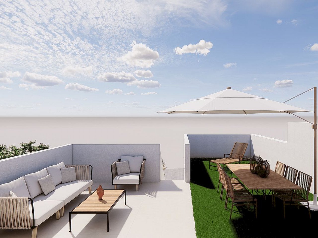 Kleine Neubau-Residenz: Nur 4 Stadthäuser in ruhiger Lage nahe Stadtmitte und Meer