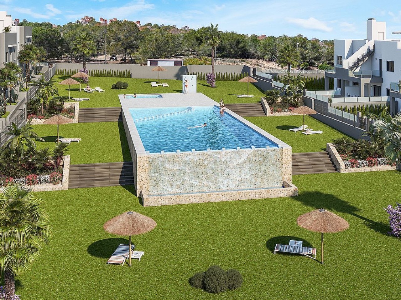 Moderne Neubau-Maisonette - riesige Dachterrasse - Meerblick