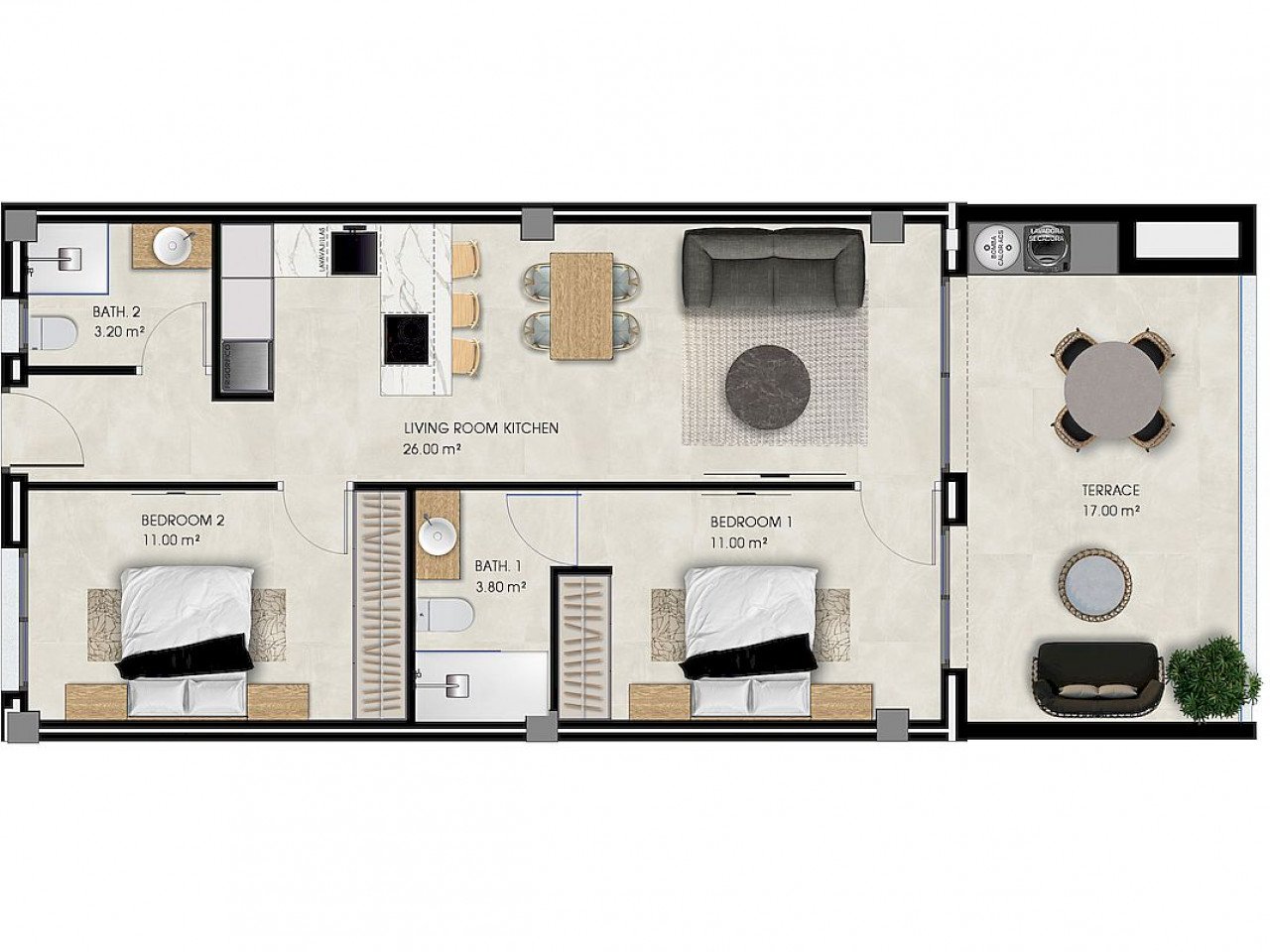 Moderner Wohnkomplex Neubau-Penthouse möbliert - 800 m zum El Pinet Strand
