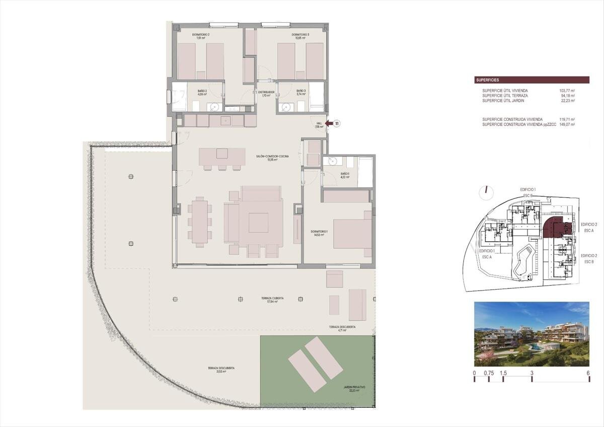 Neubau, Erdgeschosswohnung mit 3 Schlafzimmern und 3 Badezimmern in Estepona