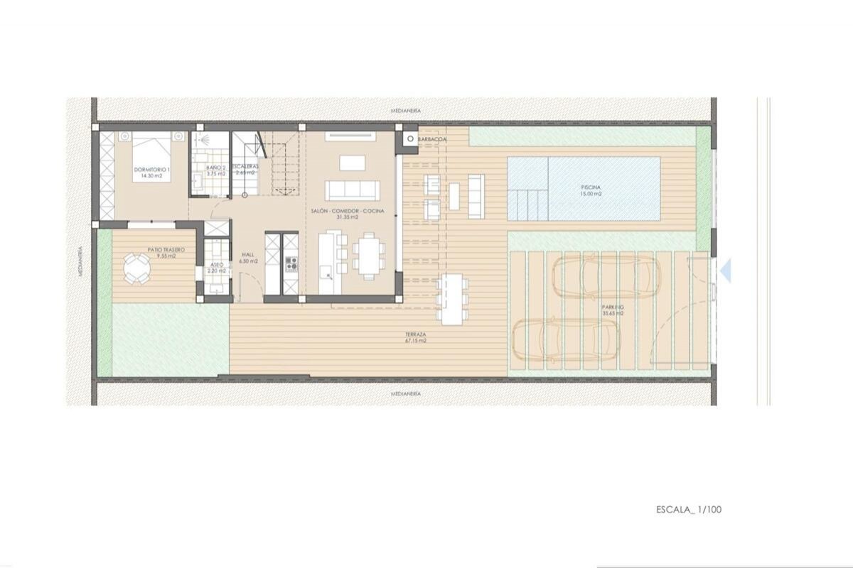 Neubau, 3 Schlafzimmer, 2 Badezimmer Villa in San Juan de los Terreros