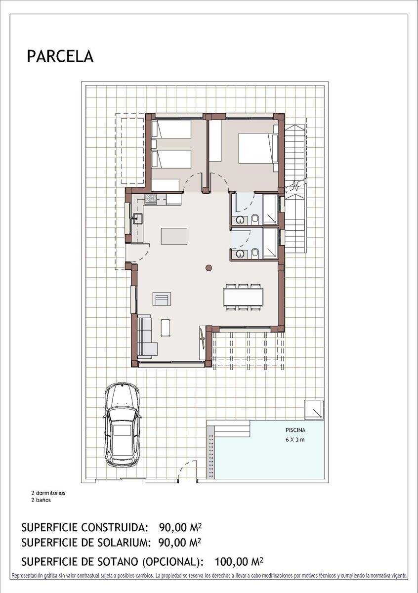 Neubau, 2 Schlafzimmer, 2 Badezimmer Villa in Vera
