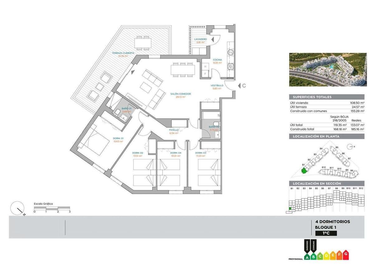 Neubau, 4-Zimmer-Wohnung mit 2 Badezimmern in Málaga