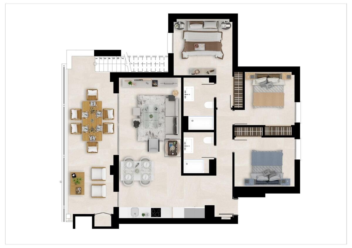 Neuer Bau, Penthouse mit 3 Schlafzimmern und 2 Badezimmern in Mijas