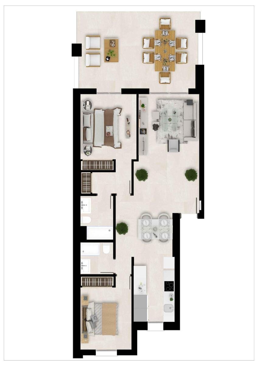 Neubau, 2 Schlafzimmer, 2 Badezimmer Wohnung in Estepona