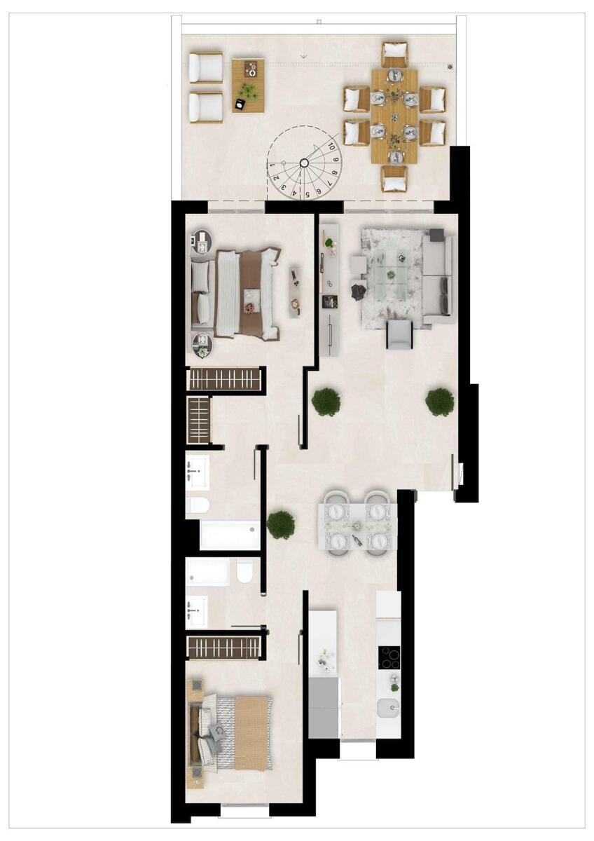 Neubau, 2 Schlafzimmer, 2 Badezimmer Penthouse in Estepona