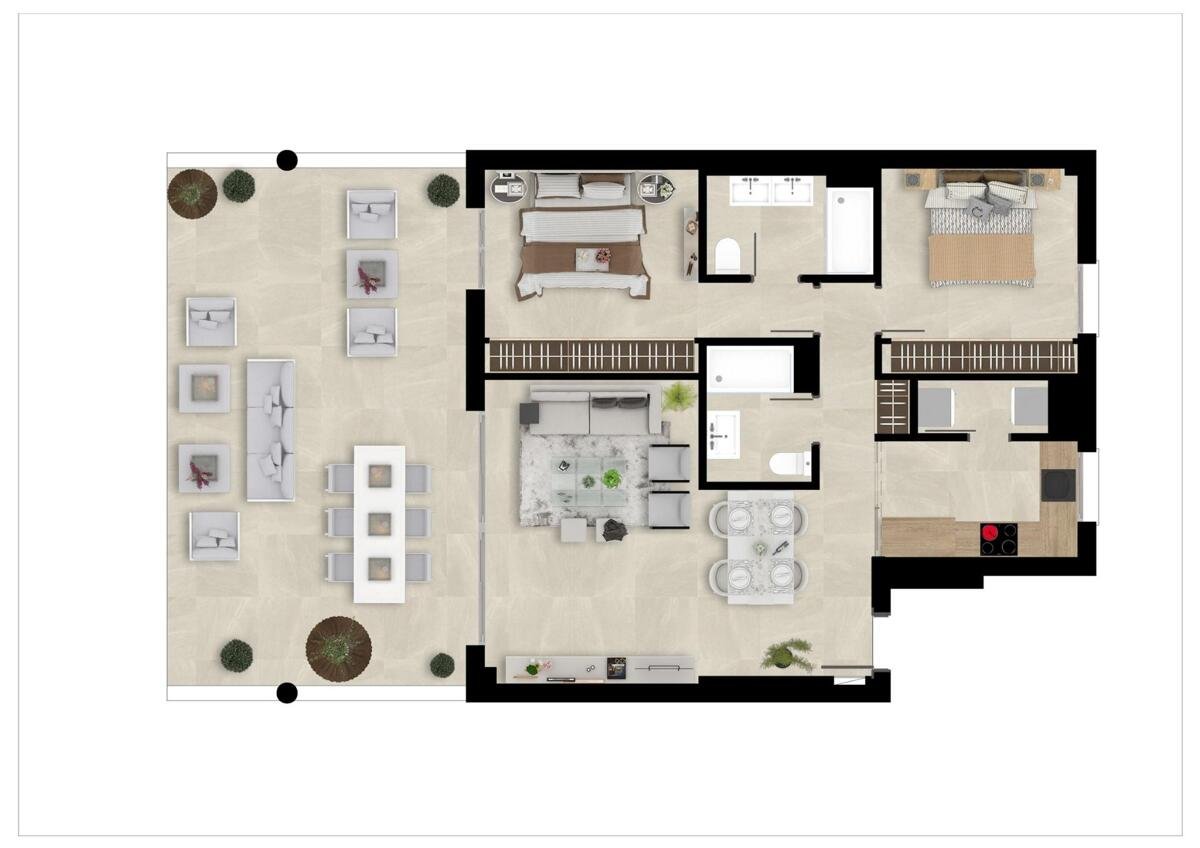 Neubau, 2-Zimmer, 2-Bad-Wohnung in Mijas
