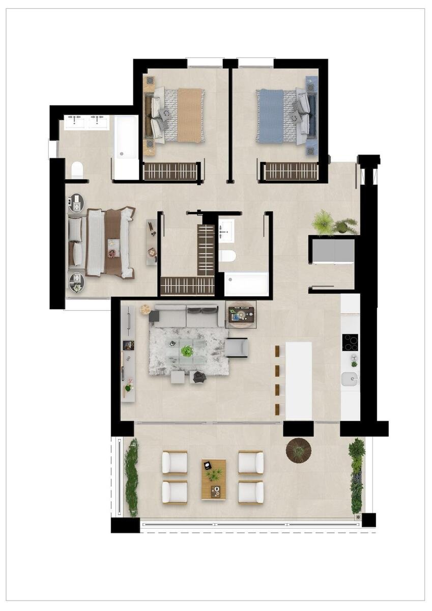 Neubau, 3-Zimmer, 2-Bad-Wohnung in Sotogrande