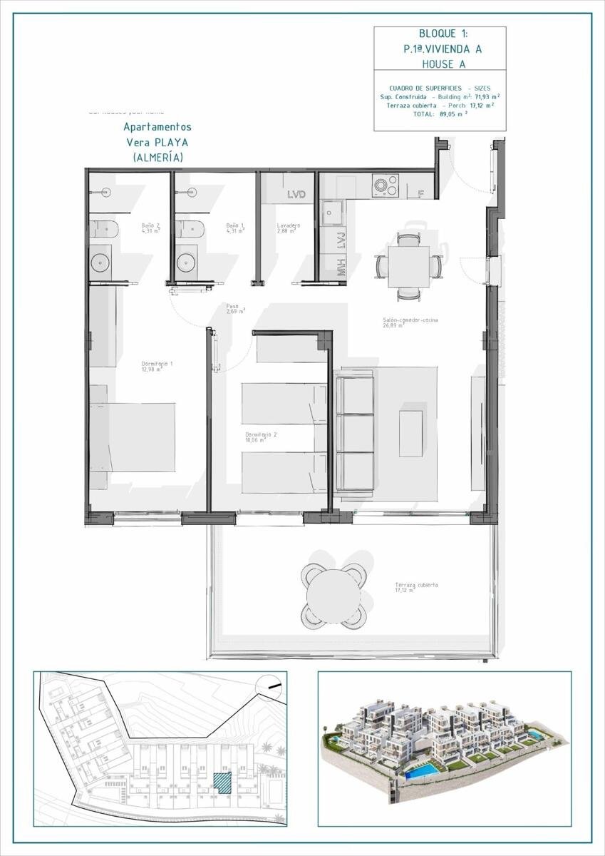 Neubau, 2-Zimmer, 2-Bad-Wohnung in Vera