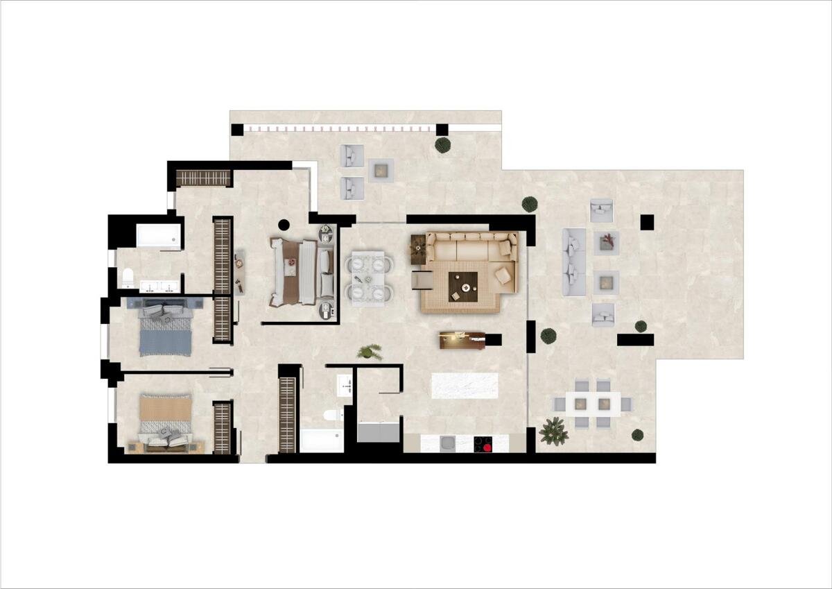 Neues Gebäude, 3 Schlafzimmer, 2 Badezimmer Wohnung in Benahavís