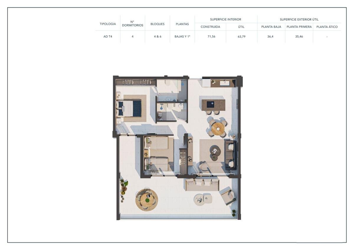 Neubau, 2-Zimmer, 2-Bad-Wohnung in Casares