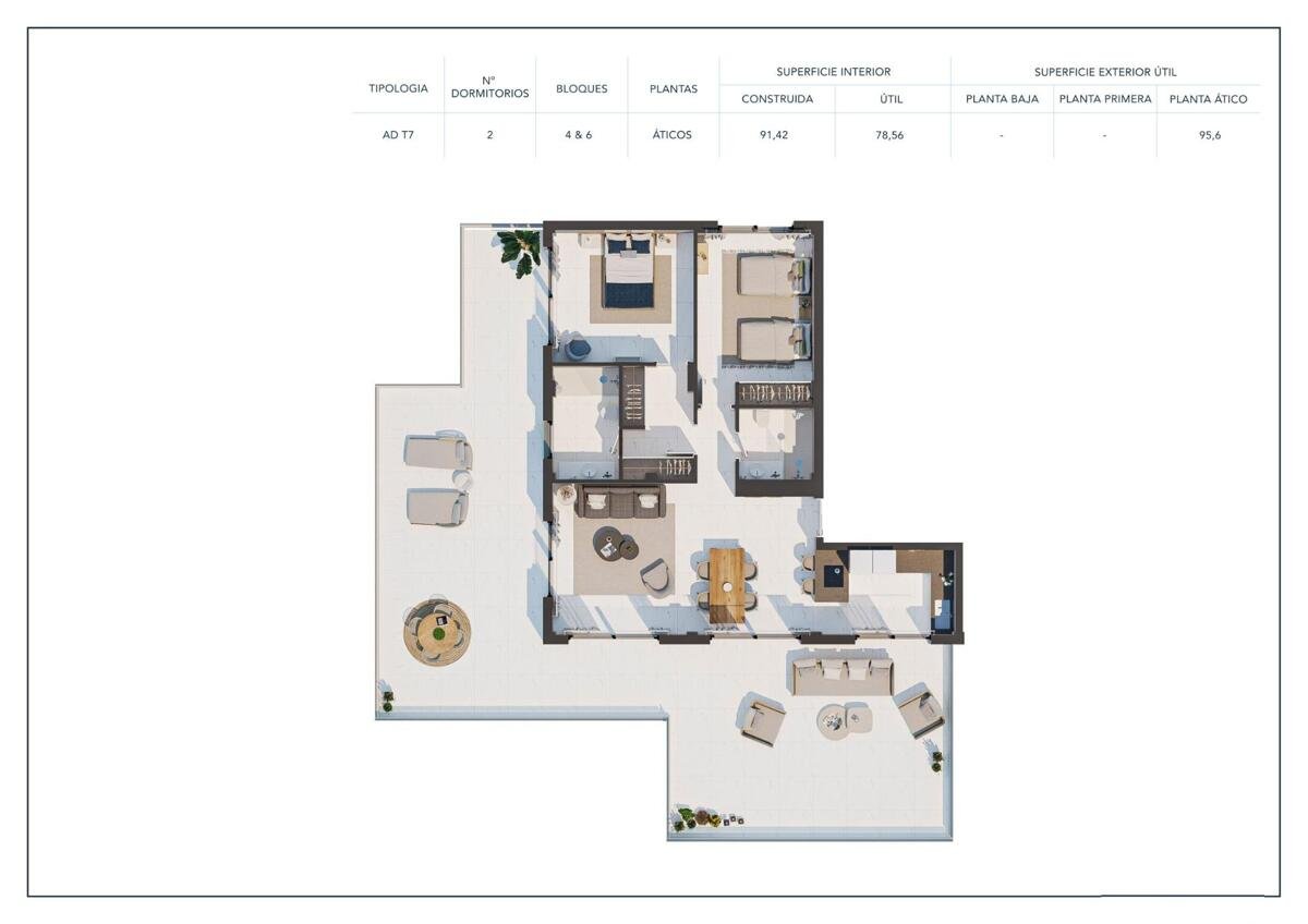 Neubau, 2 Schlafzimmer, 2 Badezimmer Penthouse in Casares