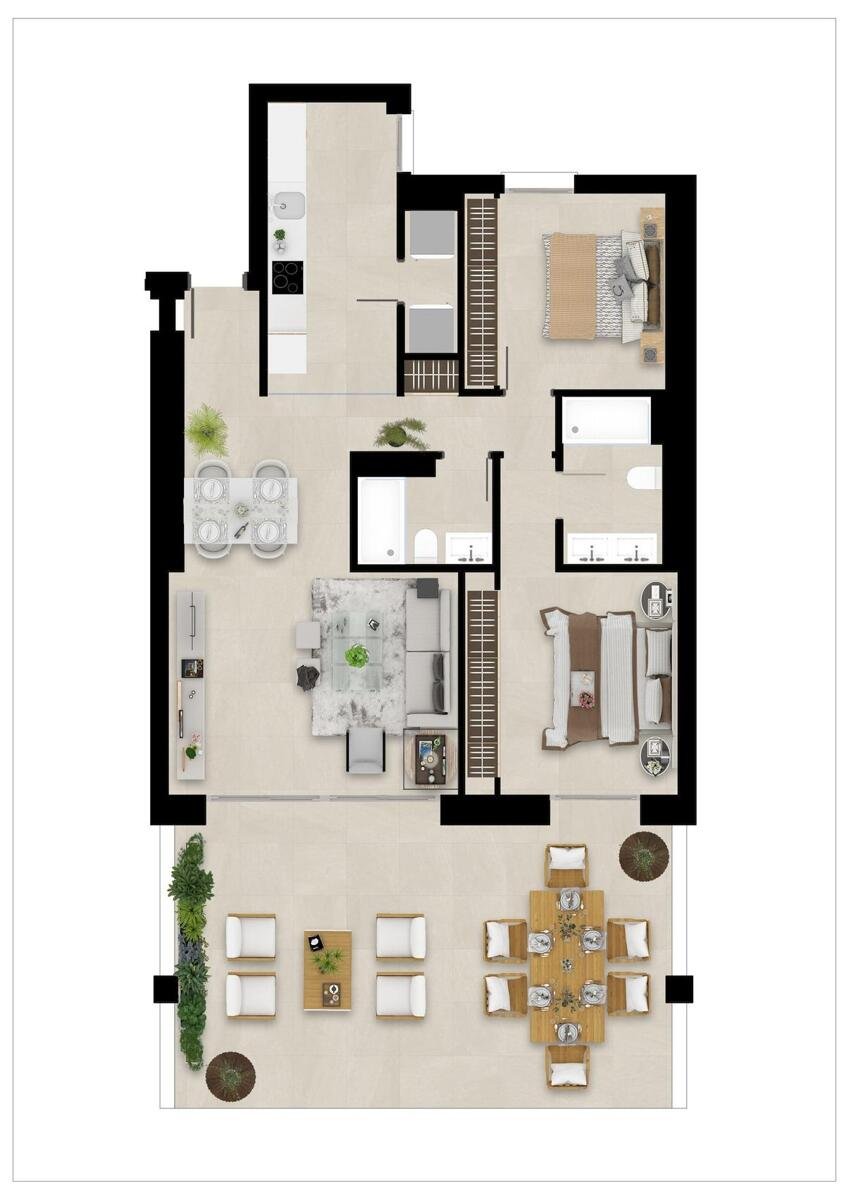 Neubau, 2 Schlafzimmer, 2 Badezimmer Wohnung in Sotogrande