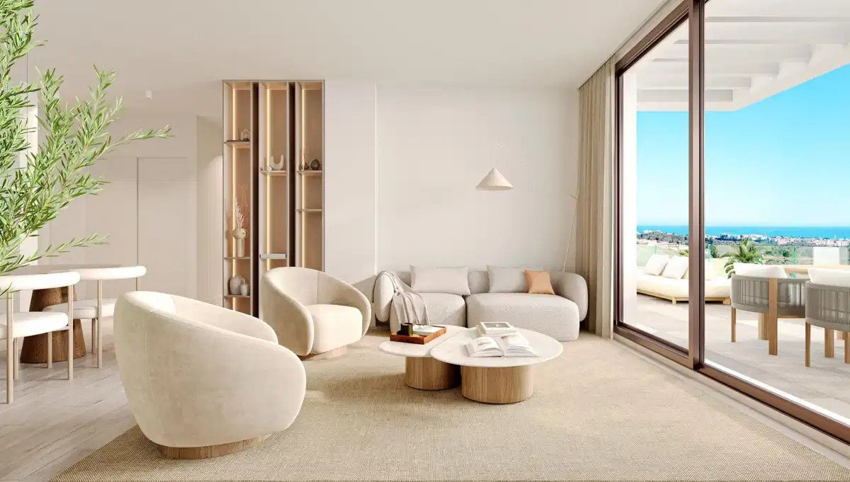 3-Zimmer, 2-Bad Erdgeschosswohnung mit Panoramablick auf Meer und Berge in Mijas