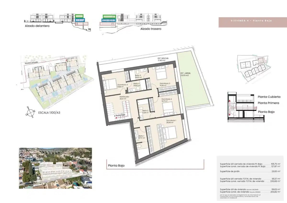 4-Zimmer, 4-Bad Luxus-Reihenhaus mit Meerblick in Pedregalejo, Malaga