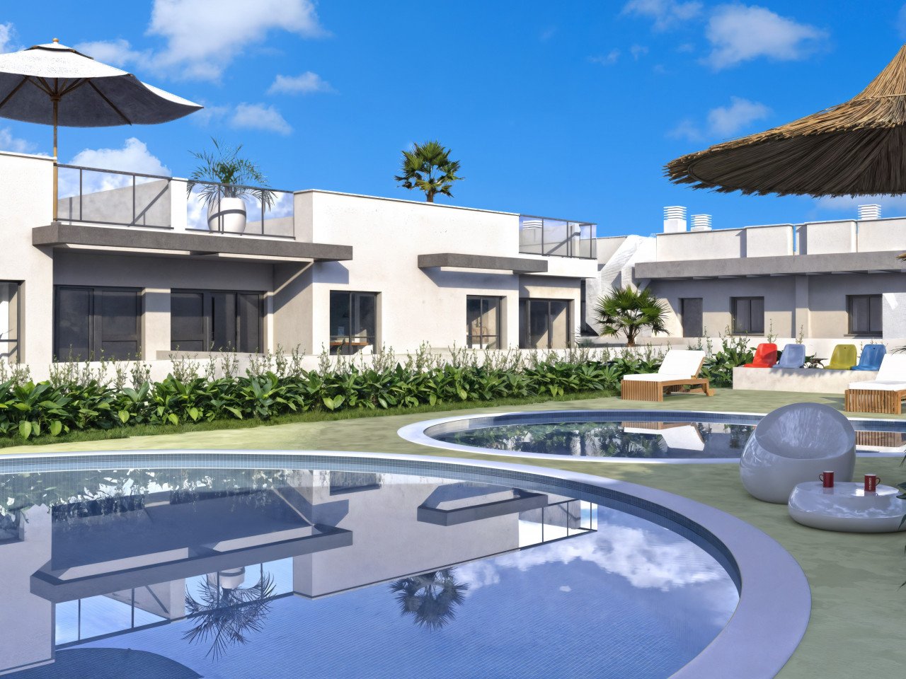 Denia: Attraktive DH-Villen mit Dachterrasse und G-Pool in El Verger nahe Strand Denia: Attraktive DH-Villen mit Dachterrasse und G-Pool in El Verger nahe Strand