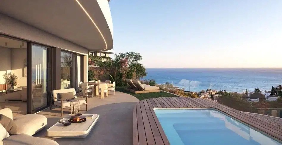 3-Schlafzimmer, 2-Badezimmer Luxus-Reihenhäuser mit Meerblick und privaten Pools in Las Lomas del Higuerón