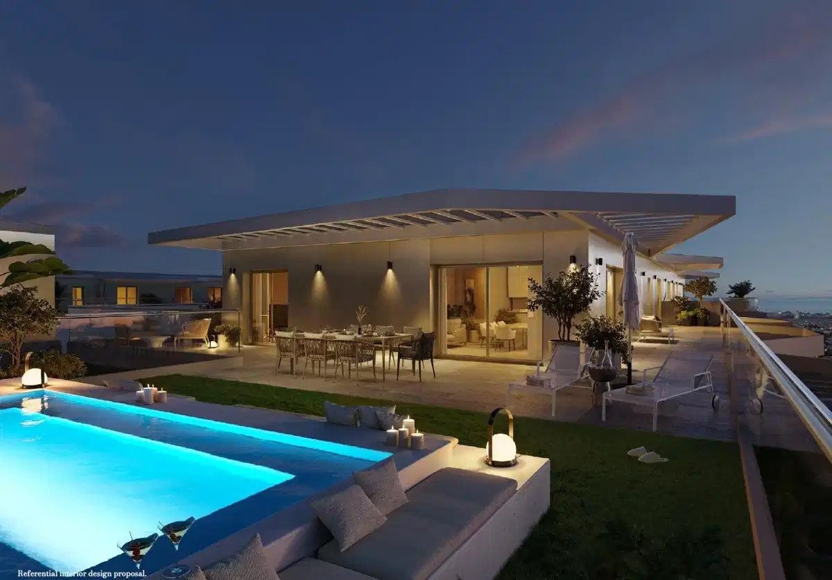 3-Zimmer, 2-Bad Penthouse mit panoramischem Dachpool in Las Lagunas de Mijas