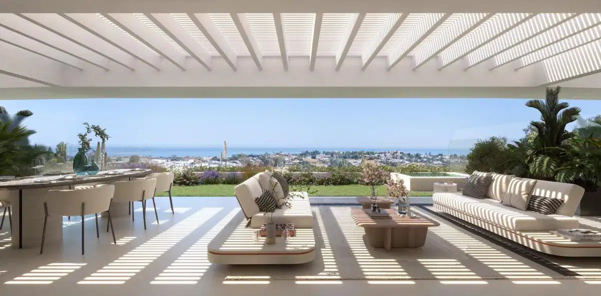 3-Zimmer, 2-Bad-Boutique-Erdgeschosswohnung mit Meer- und Bergblick in Benahavis