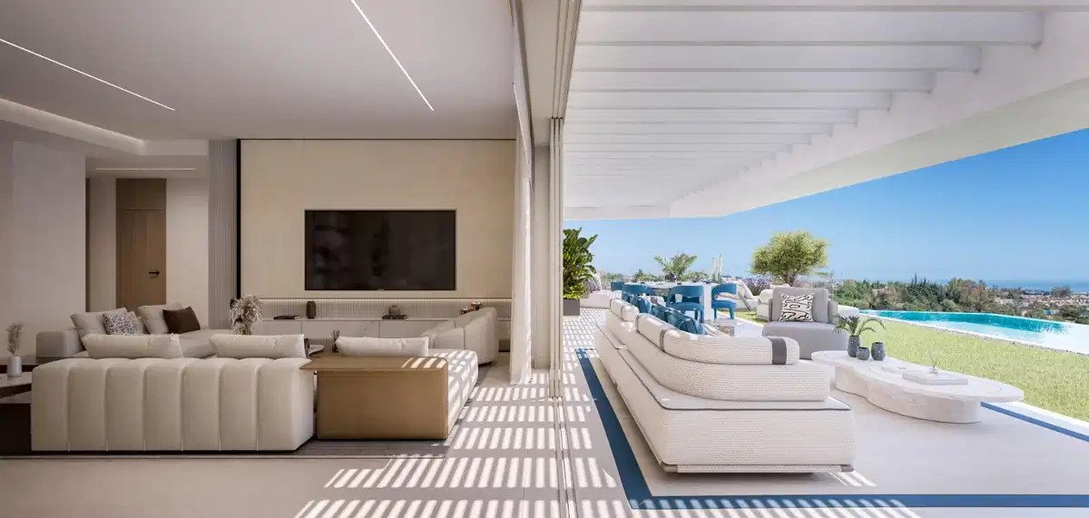3-Zimmer, 2-Bad-Boutique-Erdgeschosswohnung mit Meer- und Bergblick in Benahavis