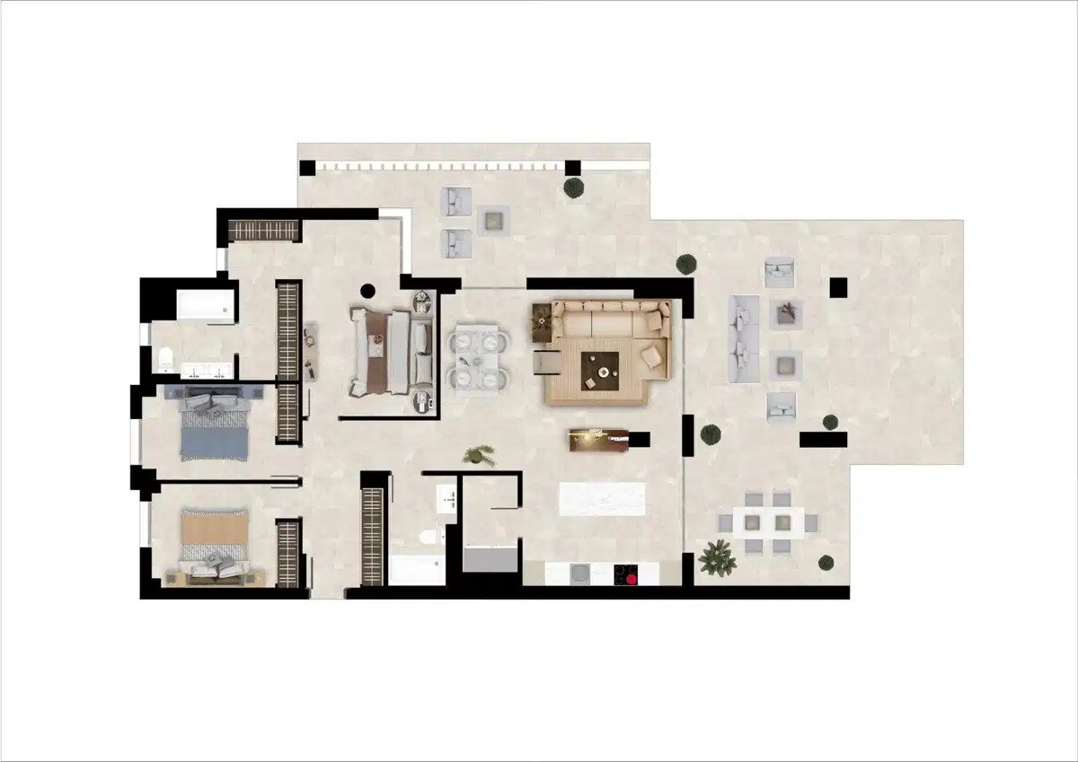3-Zimmer, 2-Bad Wohnung im Erdgeschoss mit Panoramablick auf das Golf-Tal in Benahavís