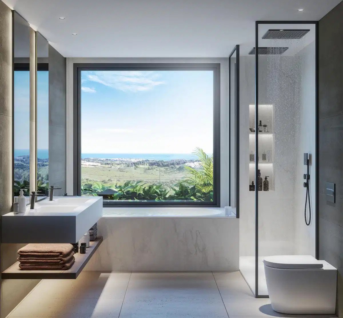 4-Zimmer, 4-Badezimmer Villa mit Panoramablick auf Golf und Meer in Mijas