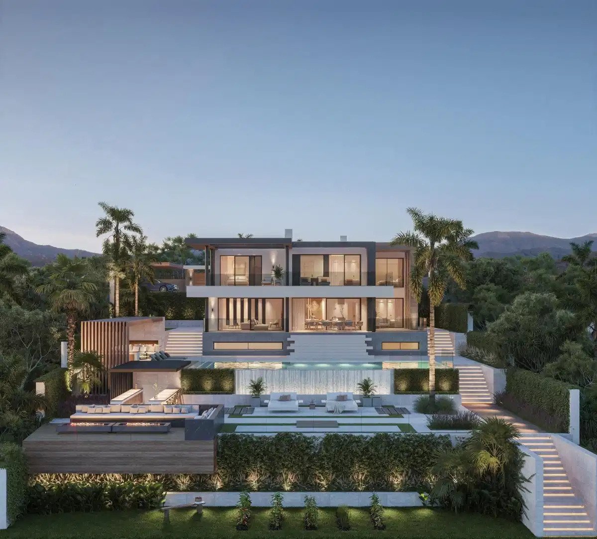 4-Zimmer, 4-Badezimmer Villa mit Panoramablick auf Golf und Meer in Mijas