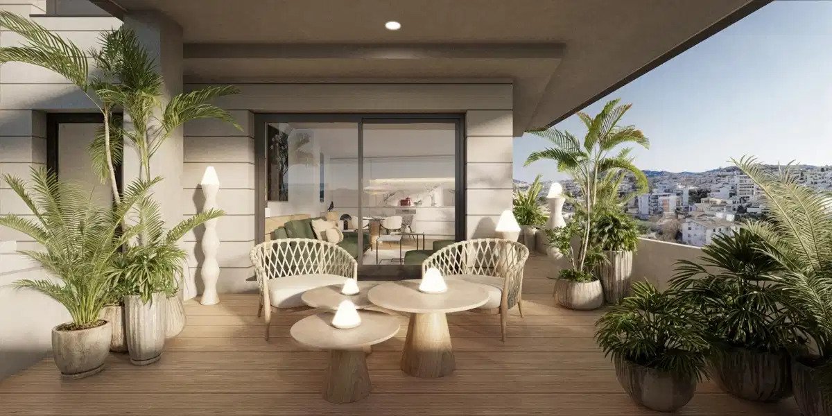 2-Zimmer-Wohnung, 1 Badezimmer mit Meerblick und Terrasse in Estepona