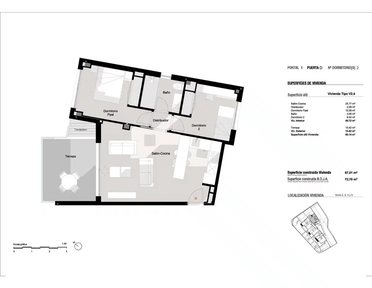 2-Zimmer-Wohnung, 1 Badezimmer mit Meerblick und Terrasse in Estepona