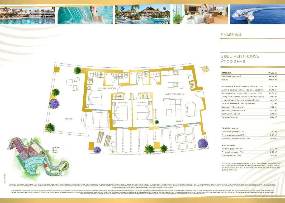 3-Zimmer, 2-Bad Penthouse in La Cala de Mijas mit Garage und Abstellraum