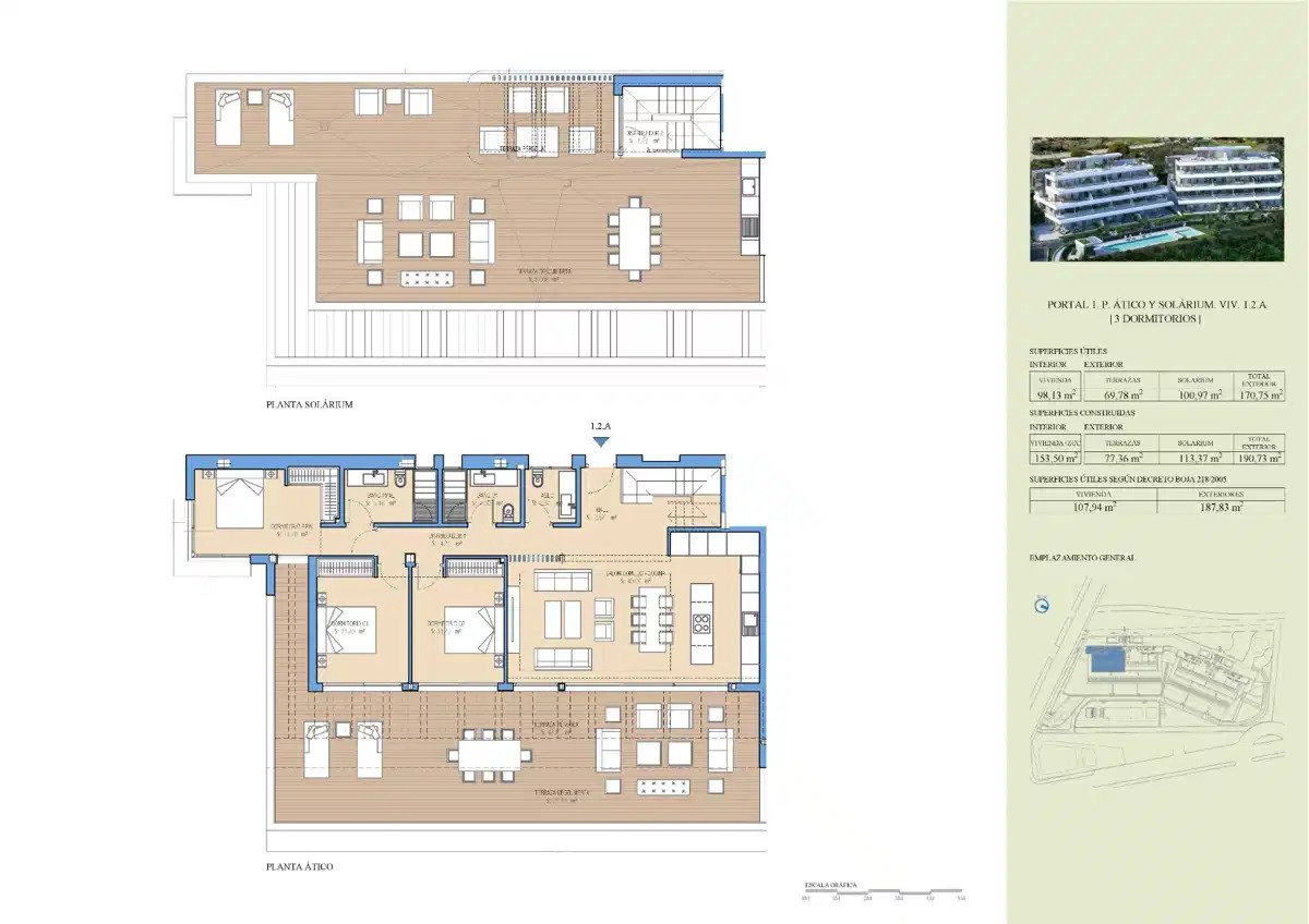 3-Zimmer, 2-Bad-Penthouse mit großzügigen Terrassen und Meerblick in der Nähe von Estepona