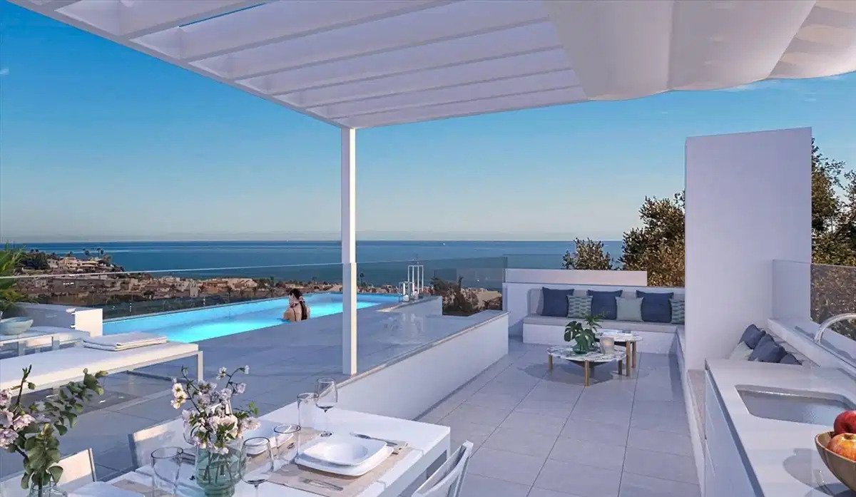 2-Zimmer, 2-Bad Penthouse mit Panoramablick auf das Meer in Las Lagunas de Mijas