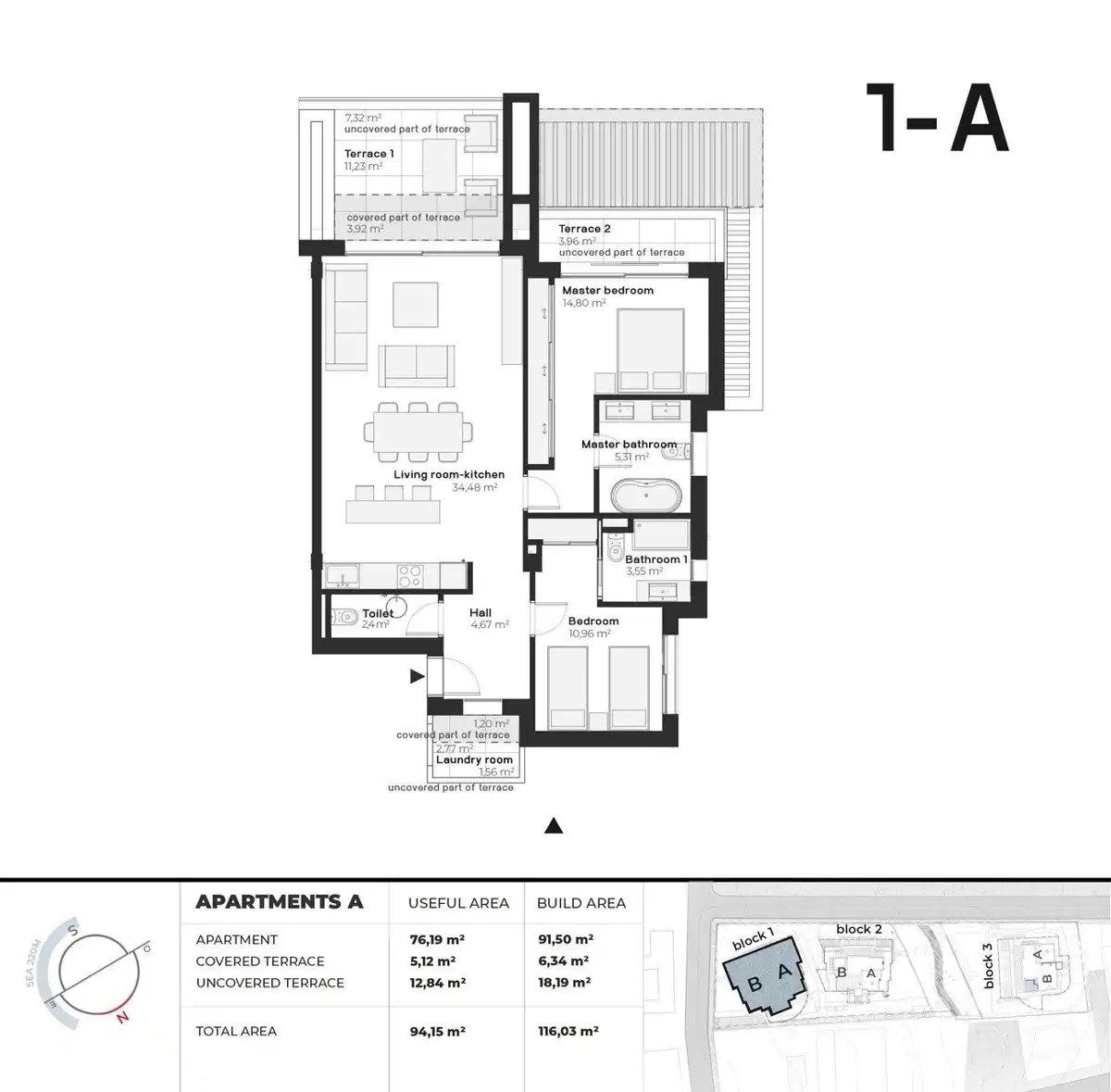 2-Zimmer, 2-Bad Luxuswohnung in der Nähe des Estepona-Strandes mit Panoramablick auf das Meer