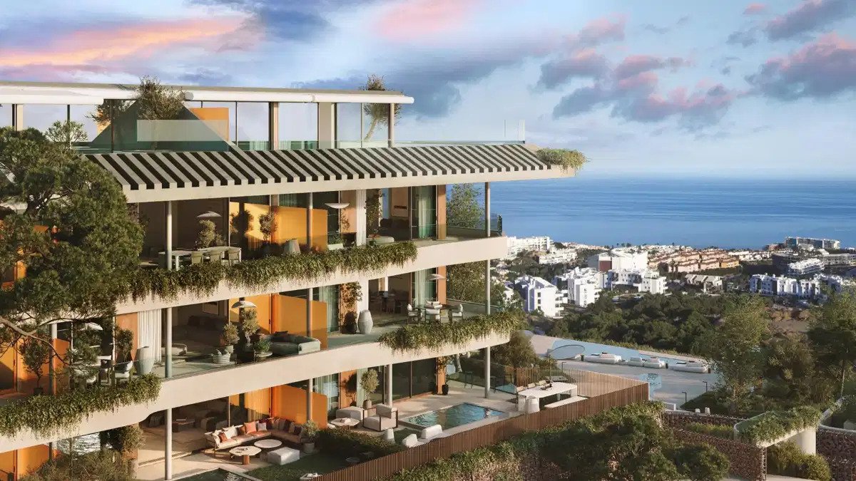 2-Zimmer, 2-Bad Penthouse mit privatem Pool und Meerblick in El Higuerón, Costa del Sol
