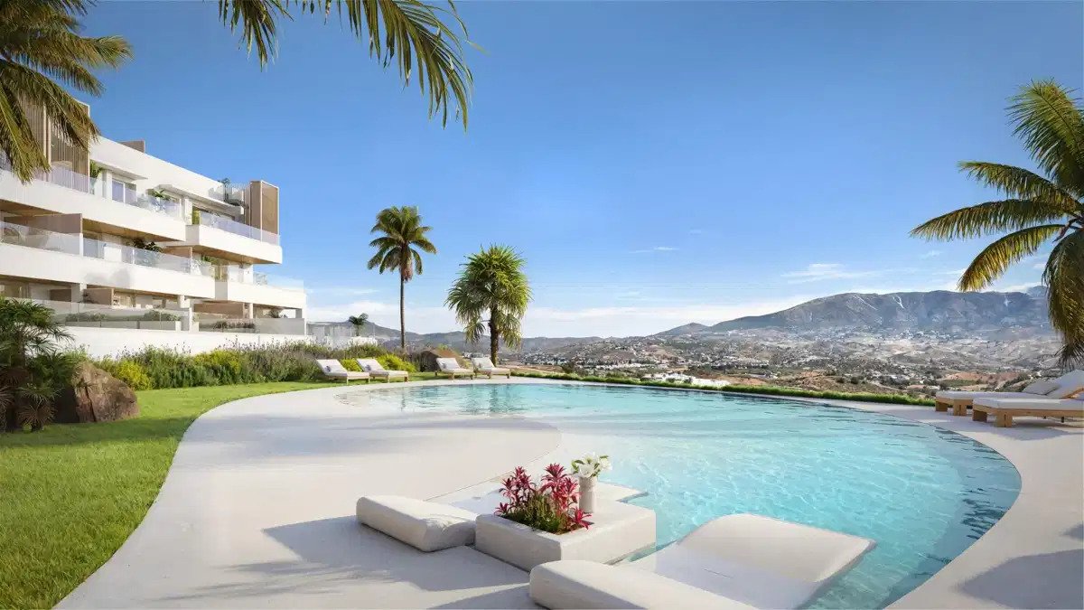 2-Zimmer, 2-Bad-Wohnung mit Panoramablick auf Golf und Meer in La Cala de Mijas