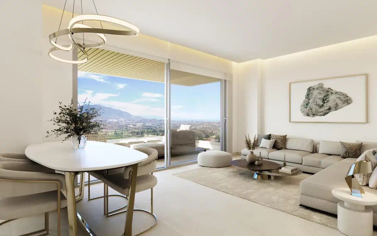 2-Zimmer, 2-Bad-Wohnung mit Panoramablick auf Golf und Meer in La Cala de Mijas
