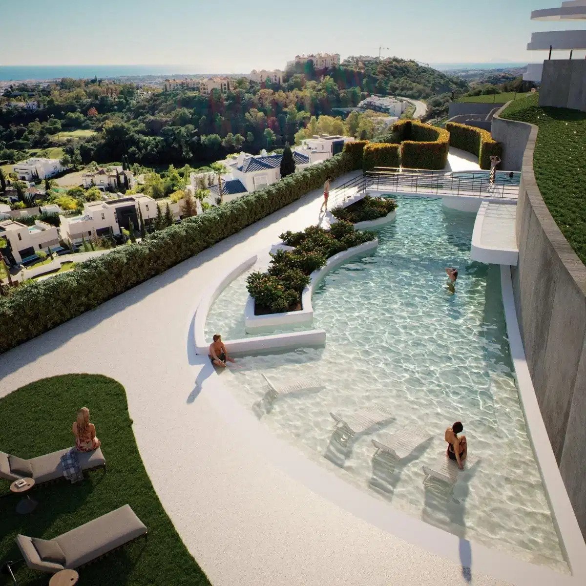 3-Zimmer, 2-Bad Erdgeschosswohnung mit großzügiger Terrasse und Meerblick in Marbella-Benahavís Hills
