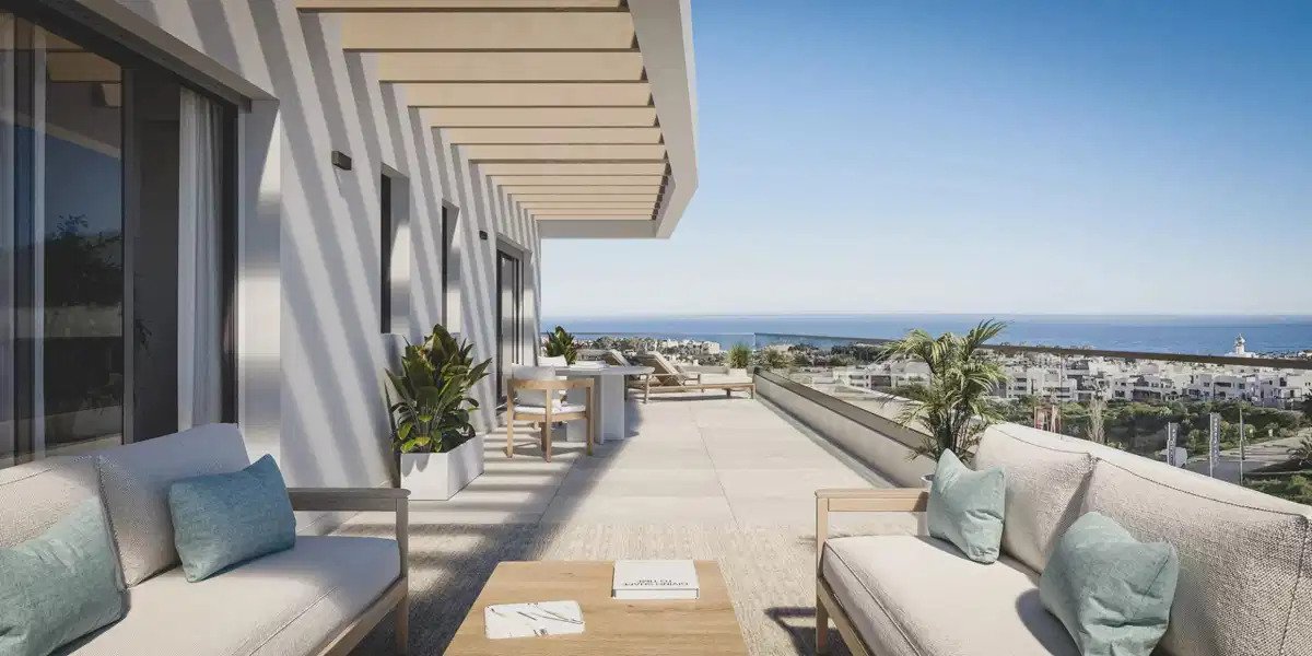 3-Zimmer, 2-Bad Modernes Erdgeschoss-Apartment mit Panoramablick auf das Meer in Selwo, Estepona