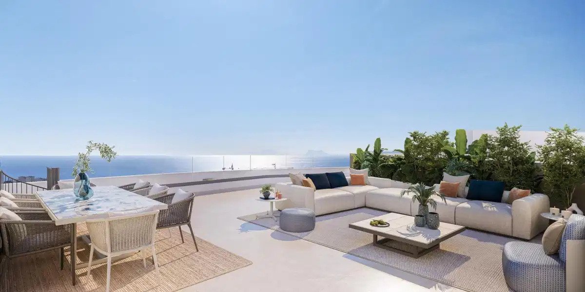2-Zimmer, 2-Bad Erdgeschosswohnung mit Resort-Annehmlichkeiten und Meerblick in Estepona
