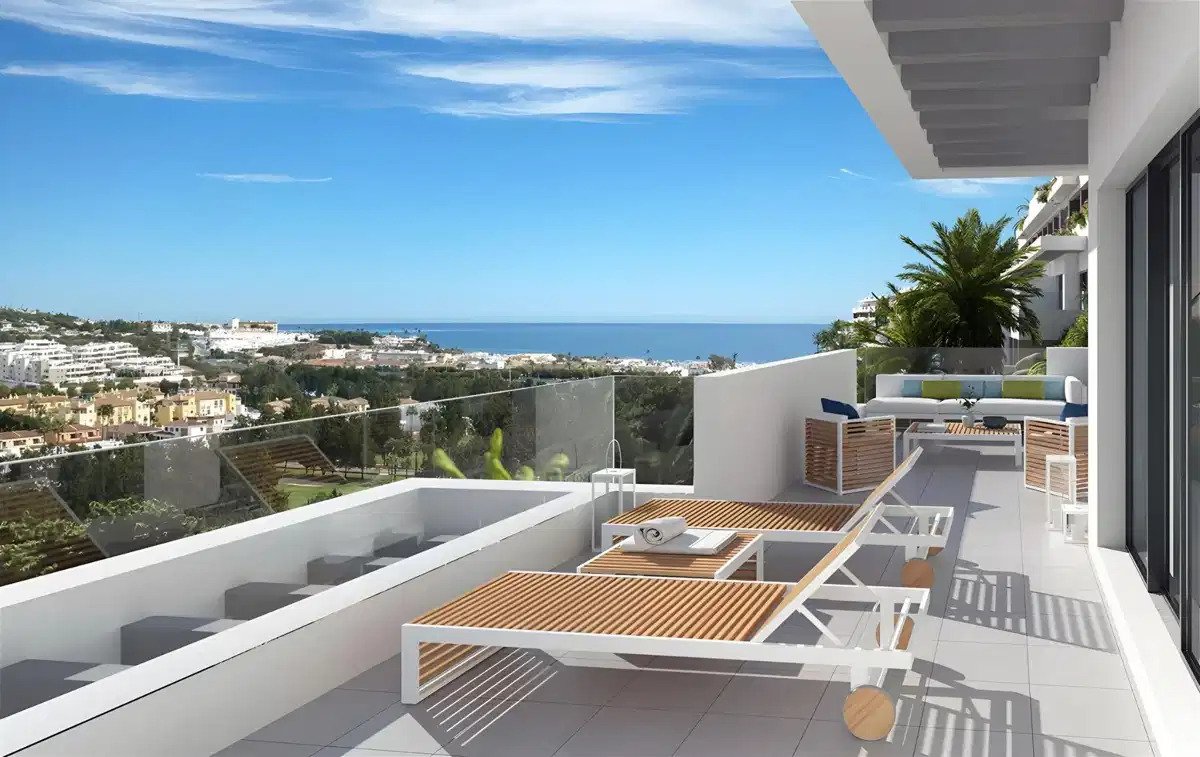 Penthouse mit 1 Schlafzimmer, 1 Badezimmer und Panoramablick auf das Meer in Las Lagunas de Mijas