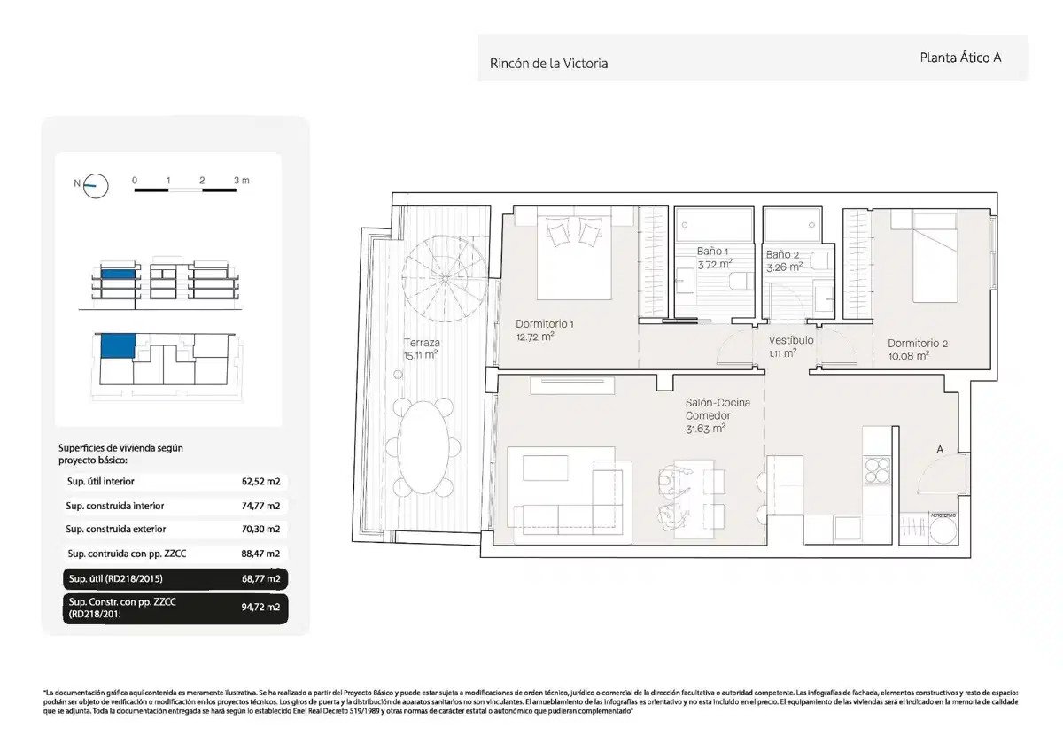 2-Zimmer, 2-Bad-Penthouse 100 Meter vom Meer in Torre de Benagalbón