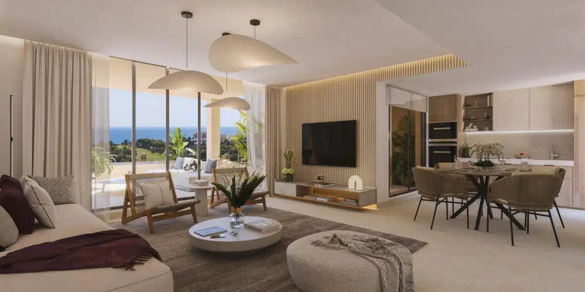 2-Zimmer, 2-Bad Wohnung im Erdgeschoss mit Golf- und Meerblick in Benalmádena