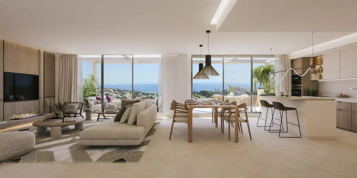 2-Zimmer, 2-Bad Wohnung im Erdgeschoss mit Golf- und Meerblick in Benalmádena