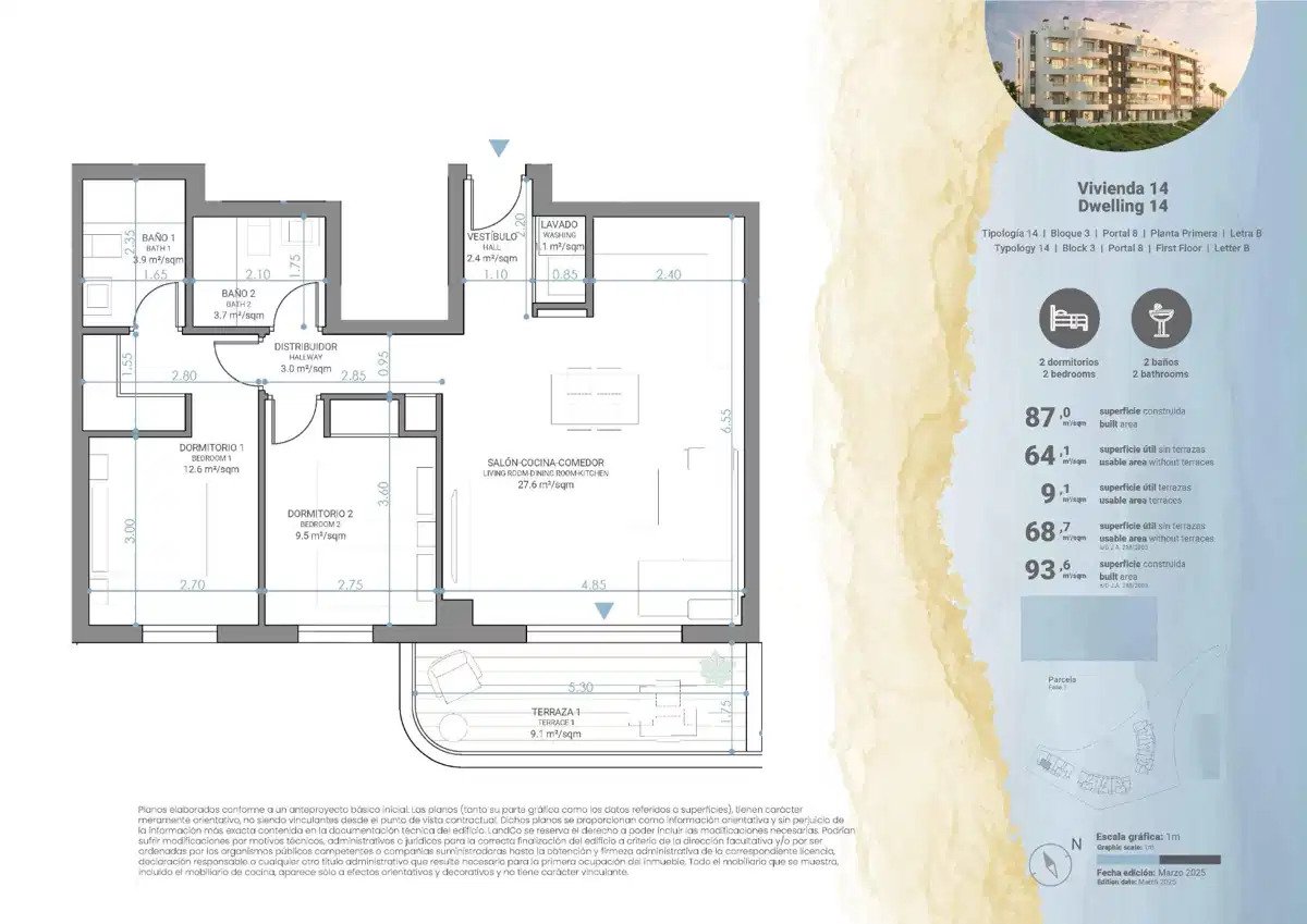 2-Zimmer, 2-Bad-Wohnung mit Panoramaterrassen und Annehmlichkeiten im Resort-Stil in Mijas