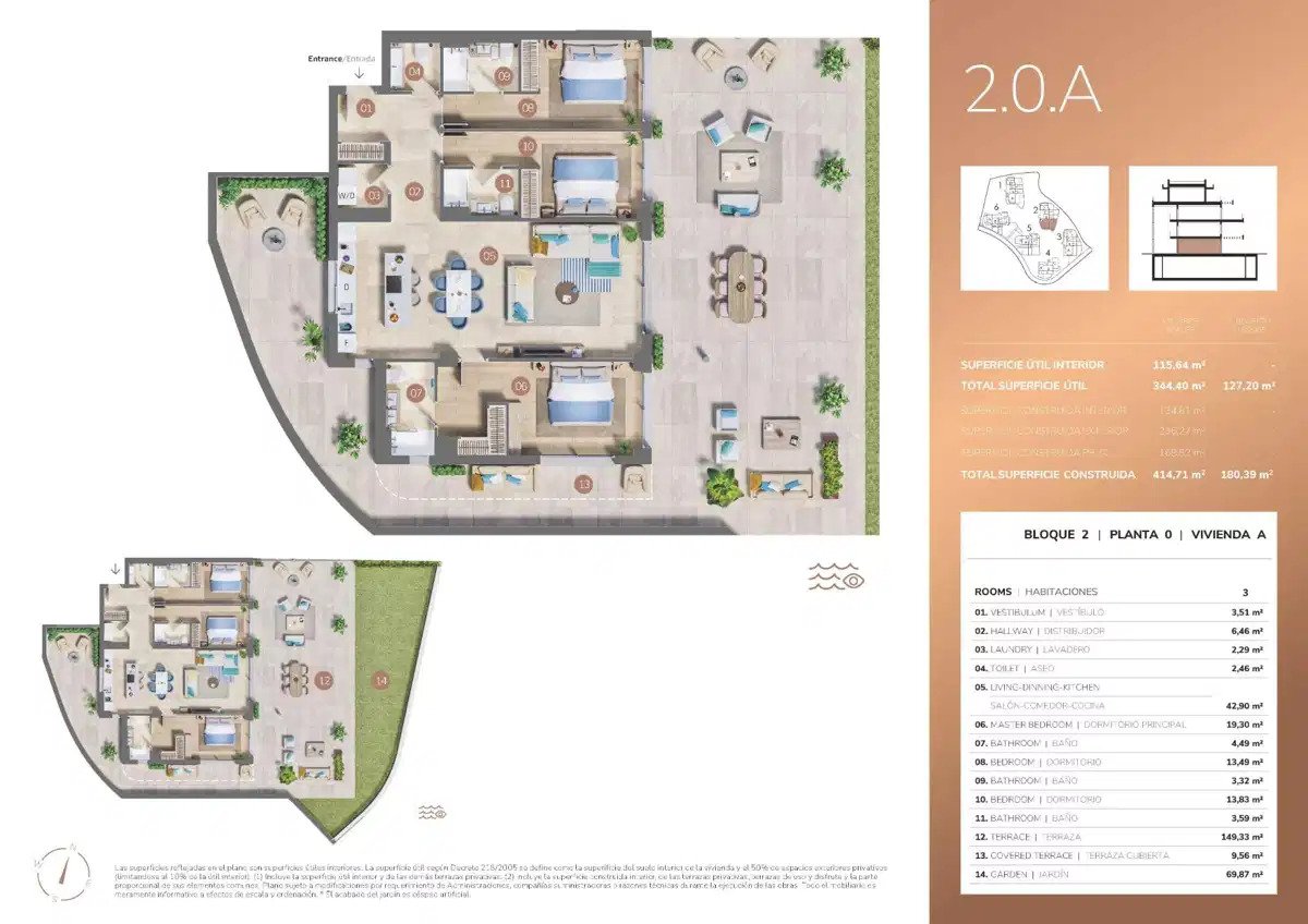 3-Zimmer, 3-Bad Luxus Erdgeschosswohnung mit Meer- und Golfblick in Cerrado del Águila, Mijas