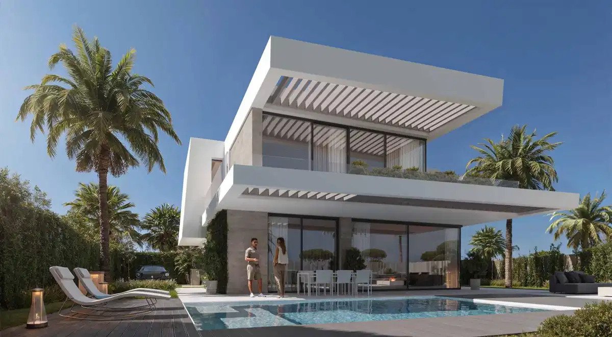 4-Zimmer, 4-Badezimmer moderne Villen nur 200 m vom Meer in Calahonda