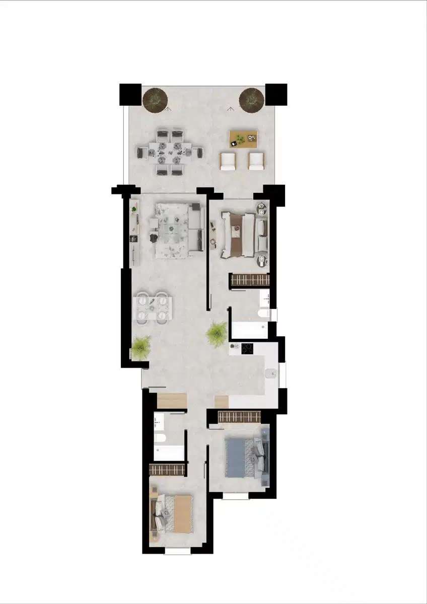 3-Zimmer, 2-Bad Wohnung mit Meerblick in Bahía de las Rocas, Manilva